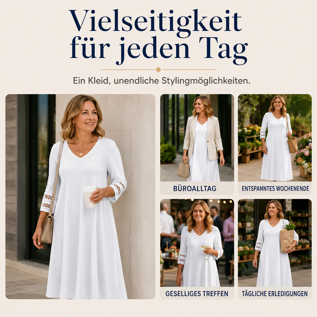 Naszii | Robe midi décontractée à décolleté en V avec manches découpées
