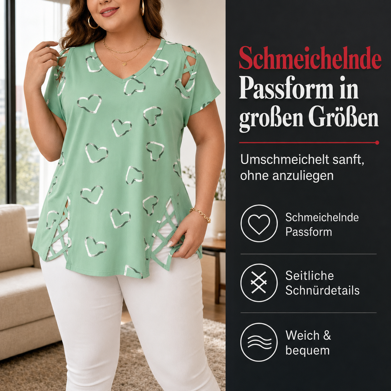 Sorella | T-shirt décontracté avec imprimé cœur pour le quotidien