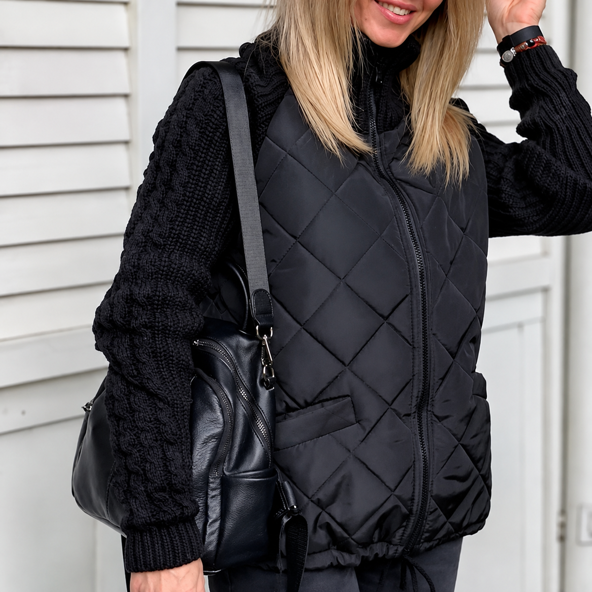 Myve | Veste d'hiver pour femmes avec design matelassé et manches en tricot torsadé