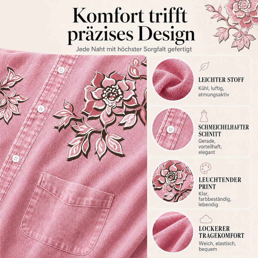 Cyloria | Robe décontractée avec patte de boutonnage et imprimé denim