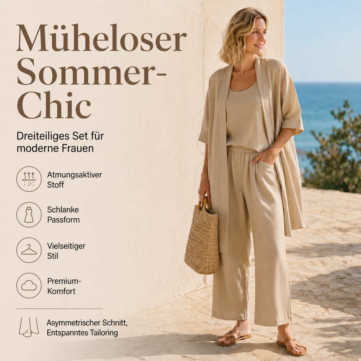 Hirelina | Ensemble de resort respirant avec cardigan ouvert