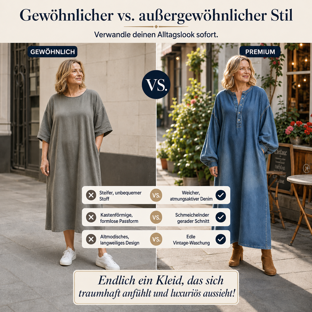 Delmira | Robe maxi en denim délavé avec manches bouffantes