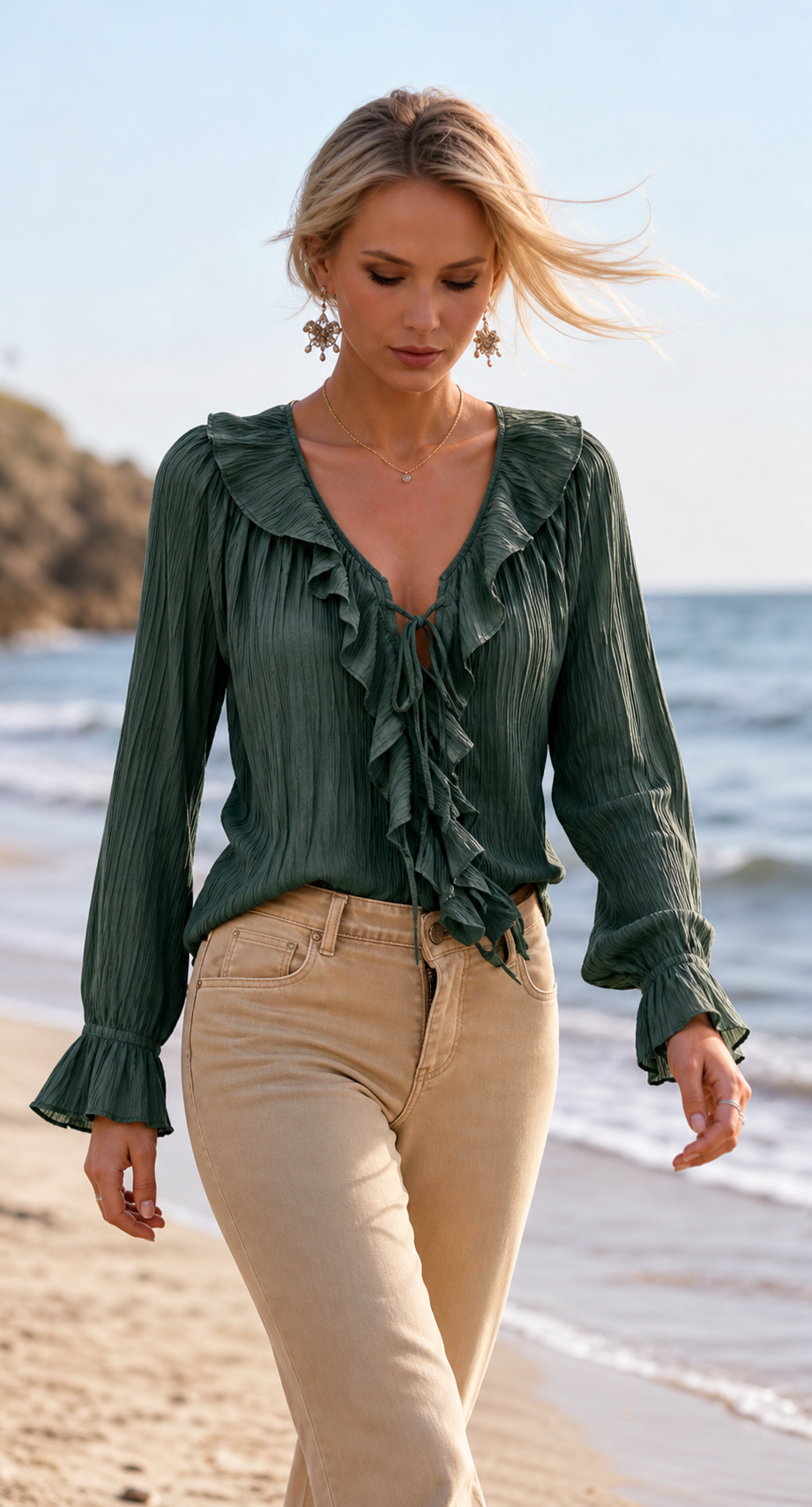 Pivessa | Chemisier doux à manches longues pour des looks élégants