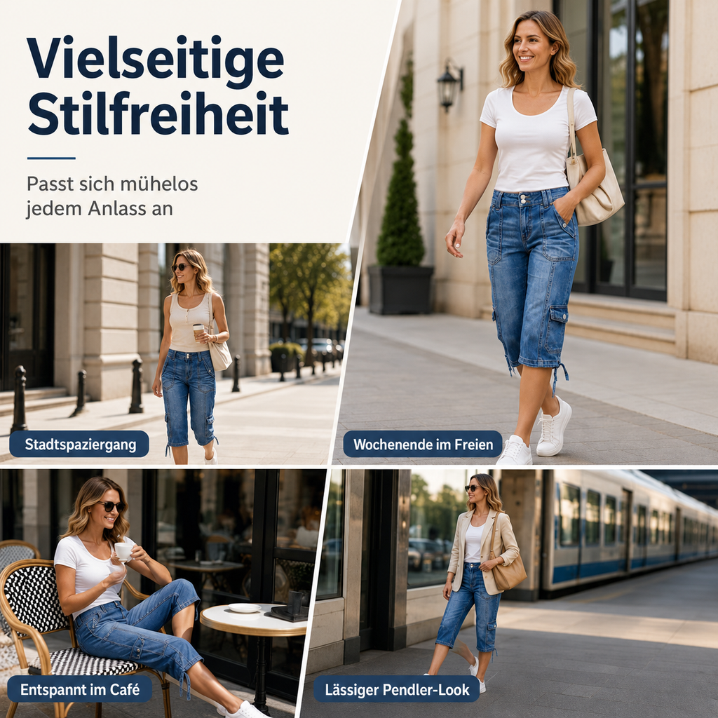 Movelia | Jean décontracté mi-genou avec taille confortable