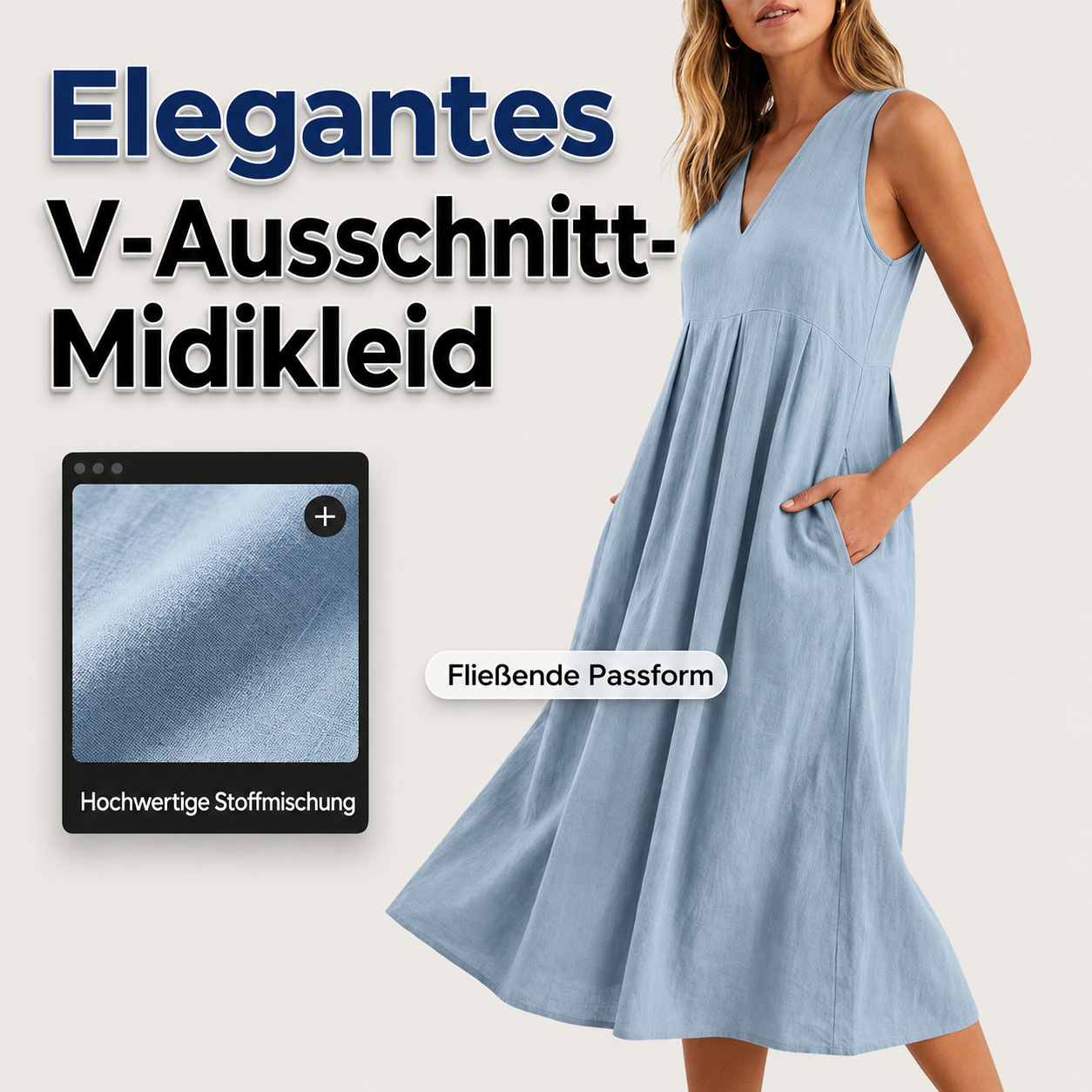 Roxyl | Robe midi sans manches avec jupe évasée