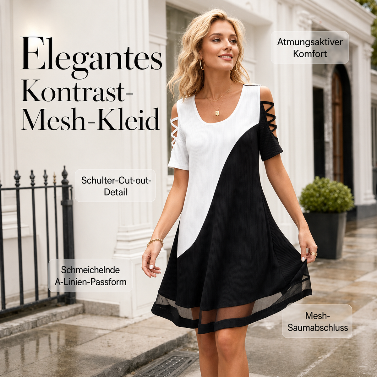 Oarielle | Robe midi en A avec découpes aux épaules