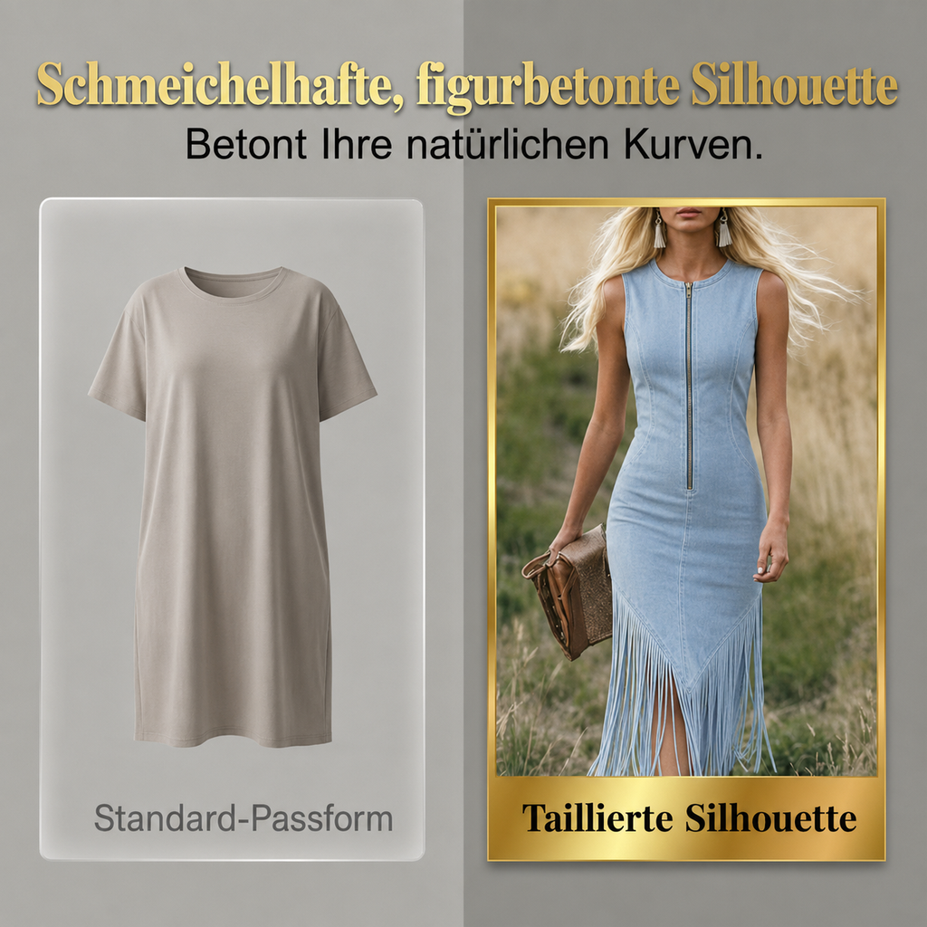 Tierra | Robe sans manches à franges avec fermeture éclair frontale