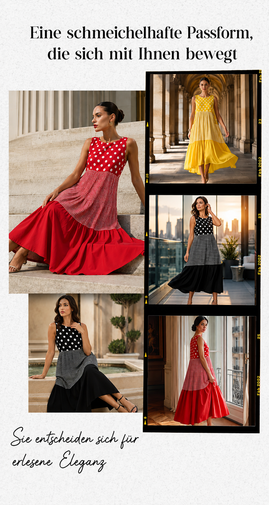Delza | Robe midi sans manches en patchwork avec différents motifs