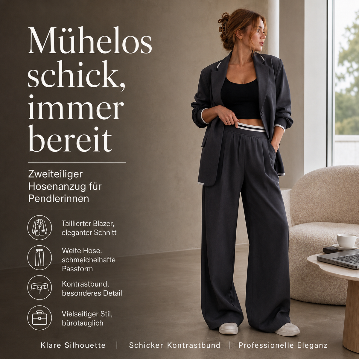 Aadee | Tailleur avec blazer grande taille et pantalon large
