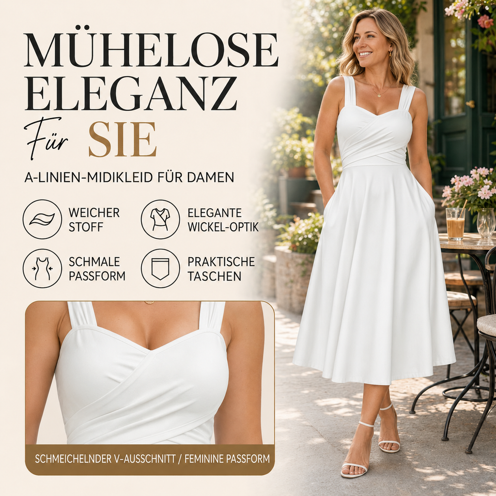 Amaina | Robe midi en A avec taille croisée