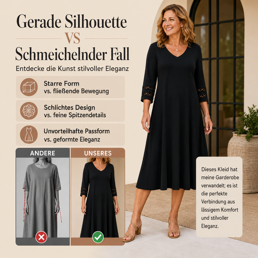 Naszii | Robe midi décontractée à décolleté en V avec manches découpées