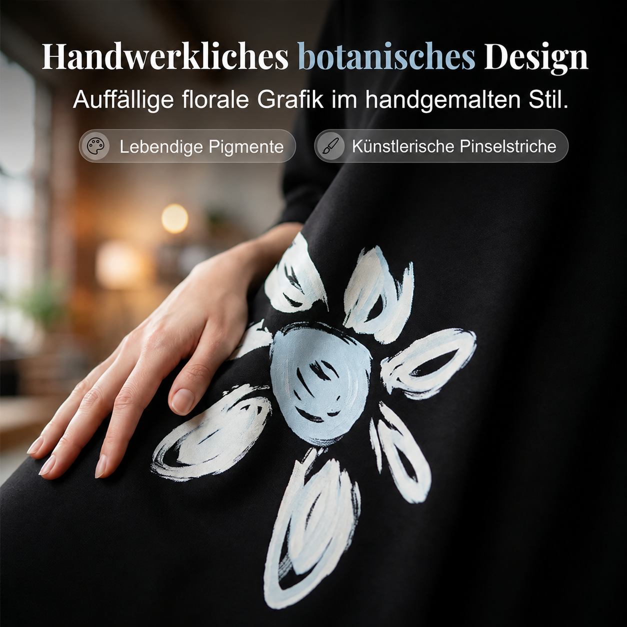 Lercka | Robe longue élégante à manches longues avec accent floral