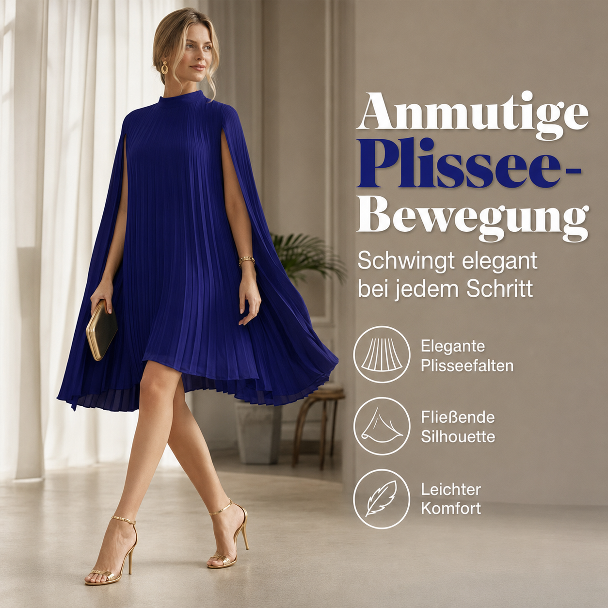 Cyriss | Robe Mini Élégante avec Manches Cape Fluides