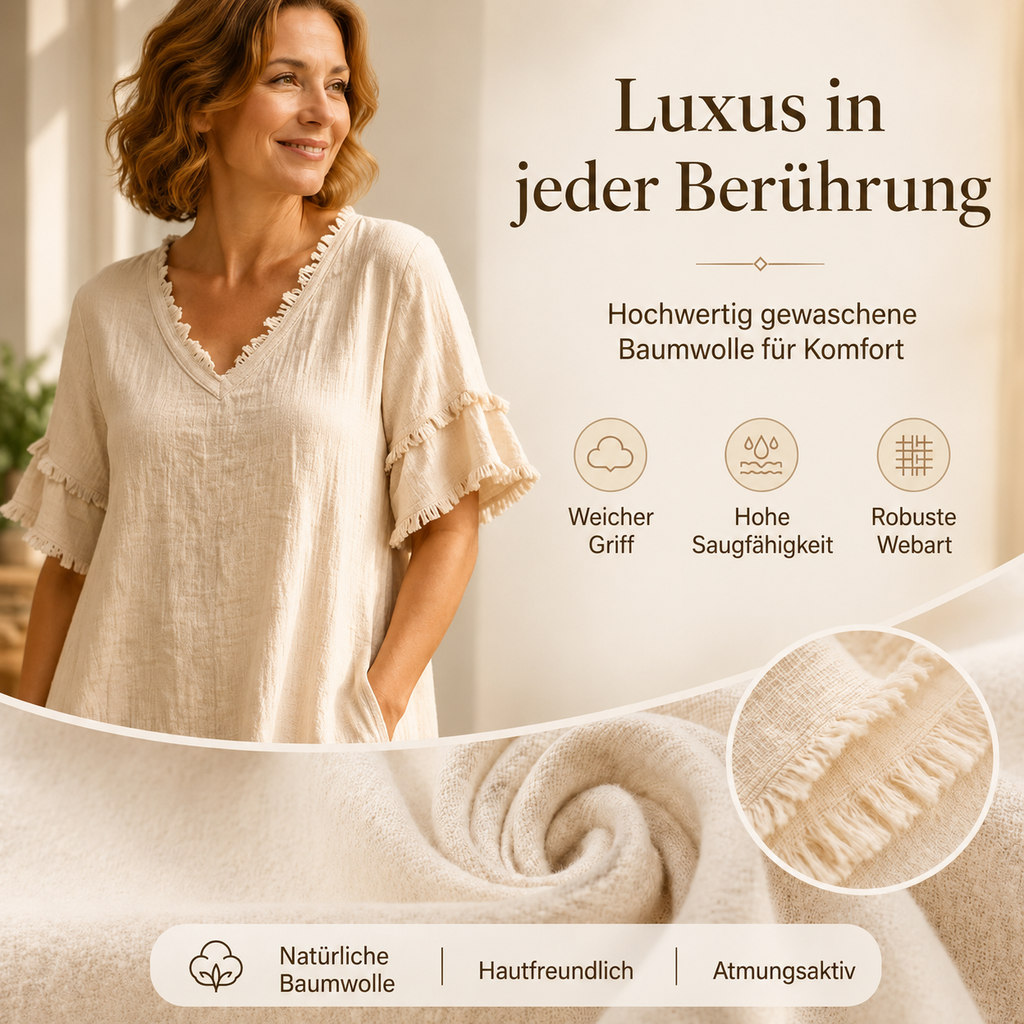 Bruhildda | Robe bohème en coton avec des détails à franges