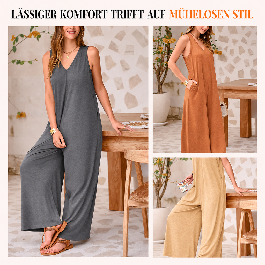 Lenizza | Combinaison sans manches avec décolleté en V et jambe large