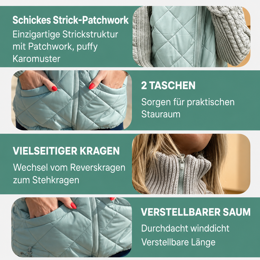 Myve | Veste d'hiver pour femmes avec design matelassé et manches en tricot torsadé