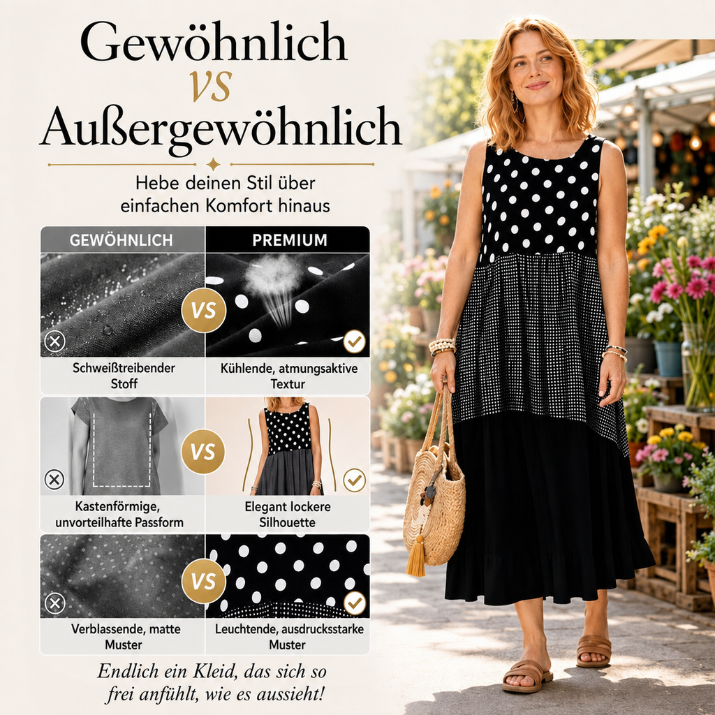 Delza | Robe midi sans manches en patchwork avec différents motifs