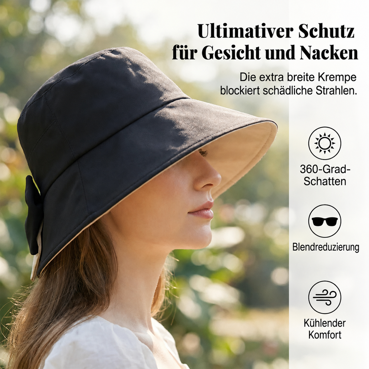 Ecedda | Chapeau de soleil pour femmes avec large bord et nœud