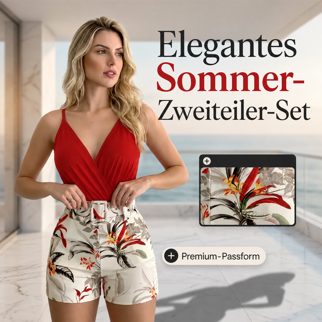 Gramella | Ensemble tropical à deux pièces avec décolleté en V
