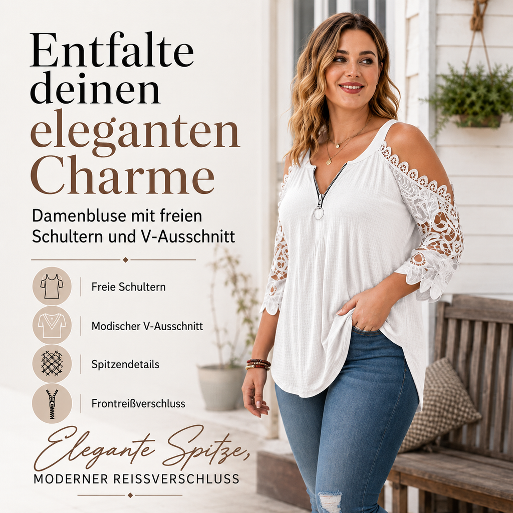 Anneliez | Haut en dentelle avec ouvertures aux épaules et fermeture éclair à l'avant