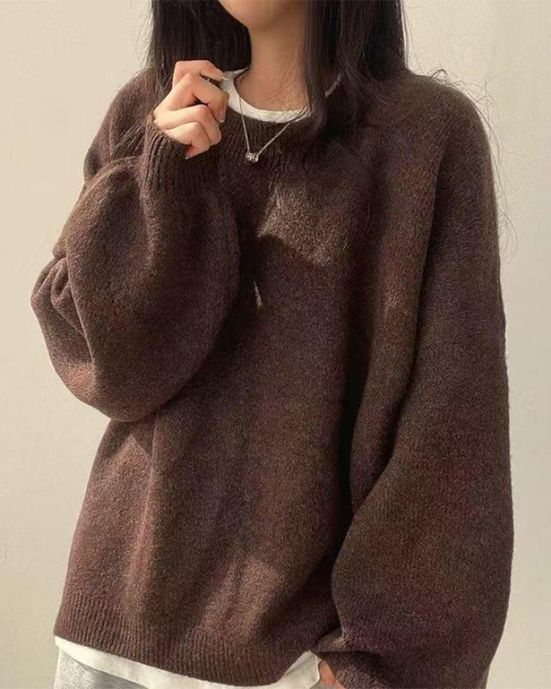 Pull à col rond avec fente sur le côté