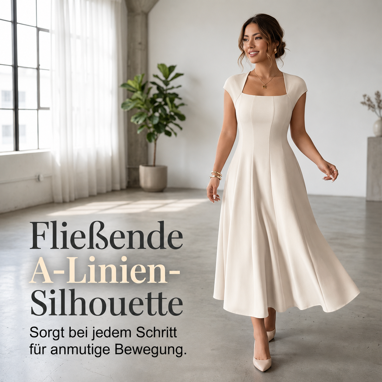 Bethiena | Robe élégante en A avec décolleté carré