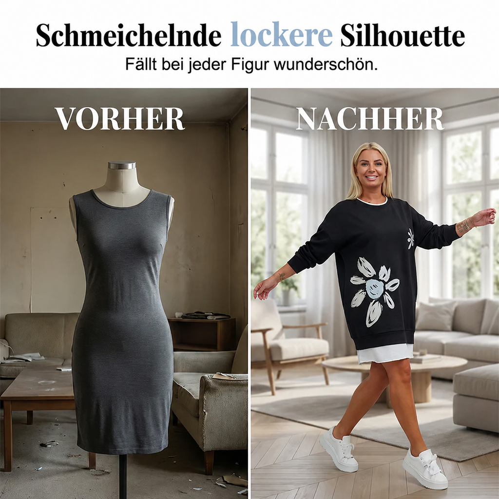 Lercka | Robe longue élégante à manches longues avec accent floral