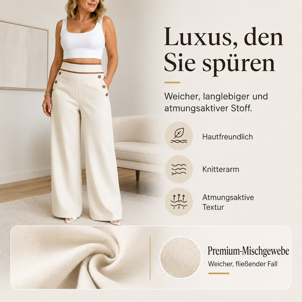 Gesine | Pantalon Marlene taille haute avec passepoils contrastés