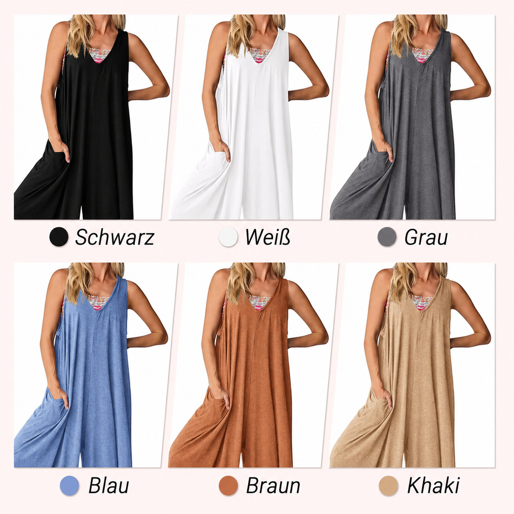 Lenizza | Combinaison sans manches avec décolleté en V et jambe large