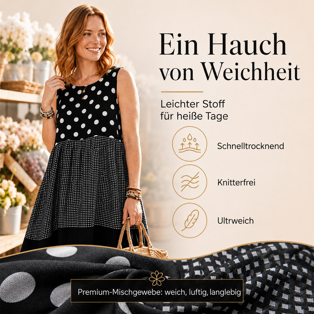 Delza | Robe midi sans manches en patchwork avec différents motifs