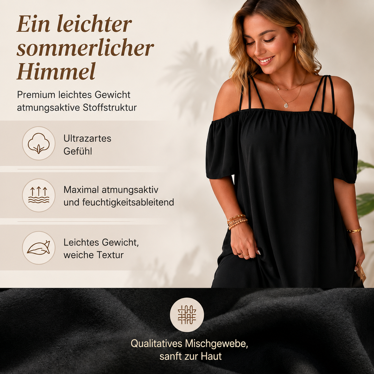 Leshy | Robe d'été sans épaules avec bretelles spaghetti