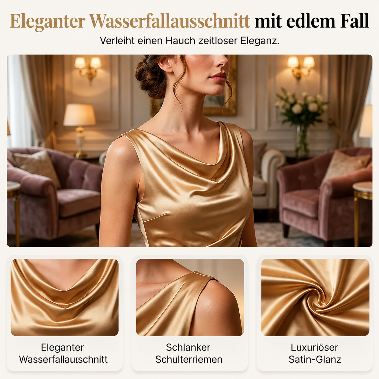 Thylla | Robe de soirée ajustée avec col en cascade