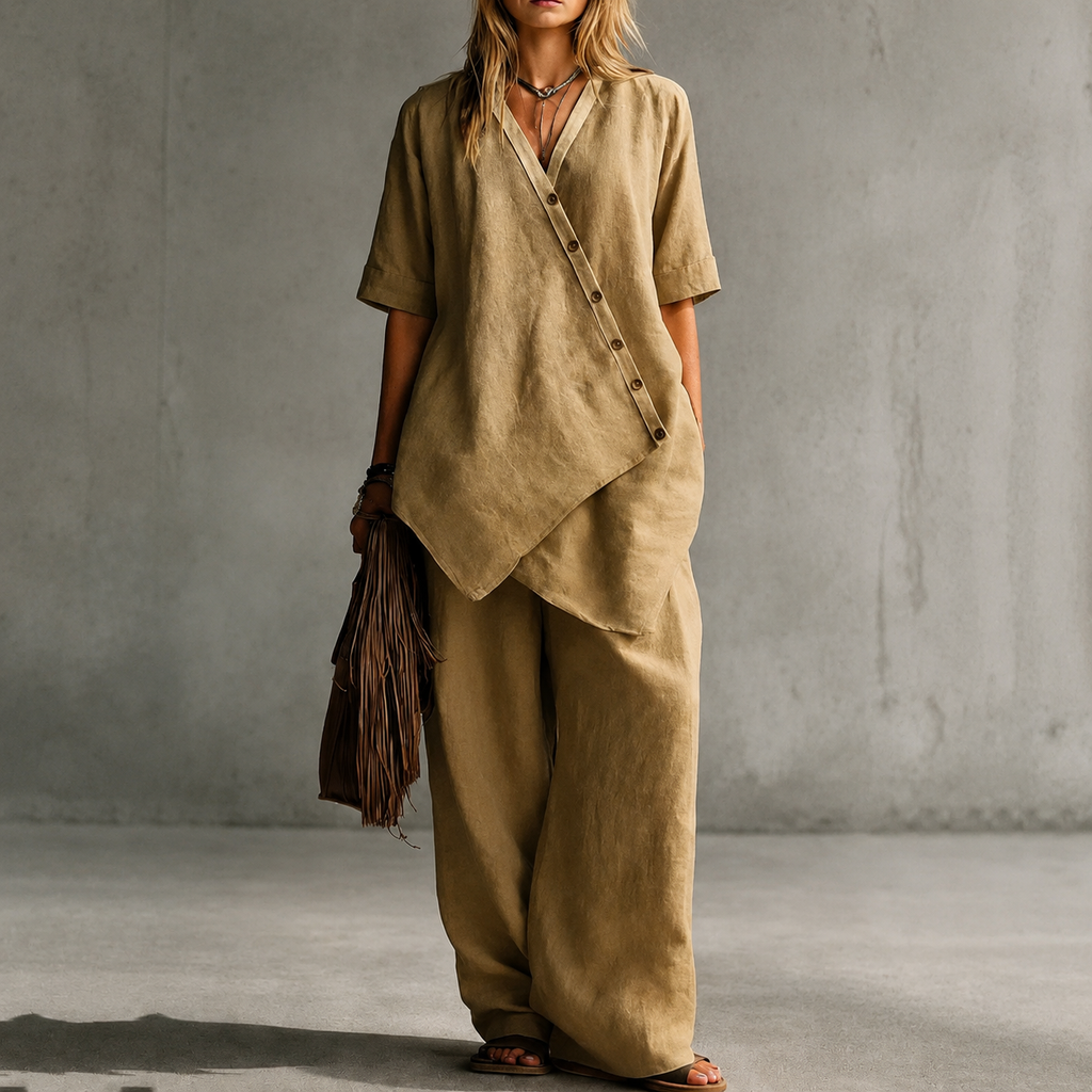 Osterlah | Ensemble asymétrique à deux pièces avec pantalon large