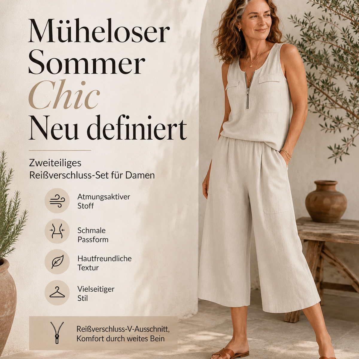 Damisha | Ensemble sans manches avec demi-zip et shorts