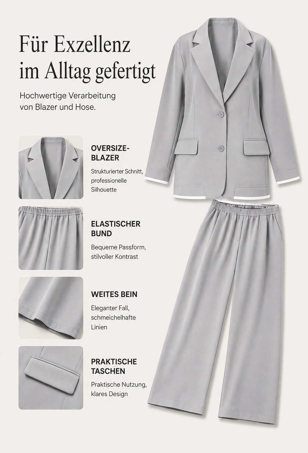Aadee | Tailleur avec blazer grande taille et pantalon large