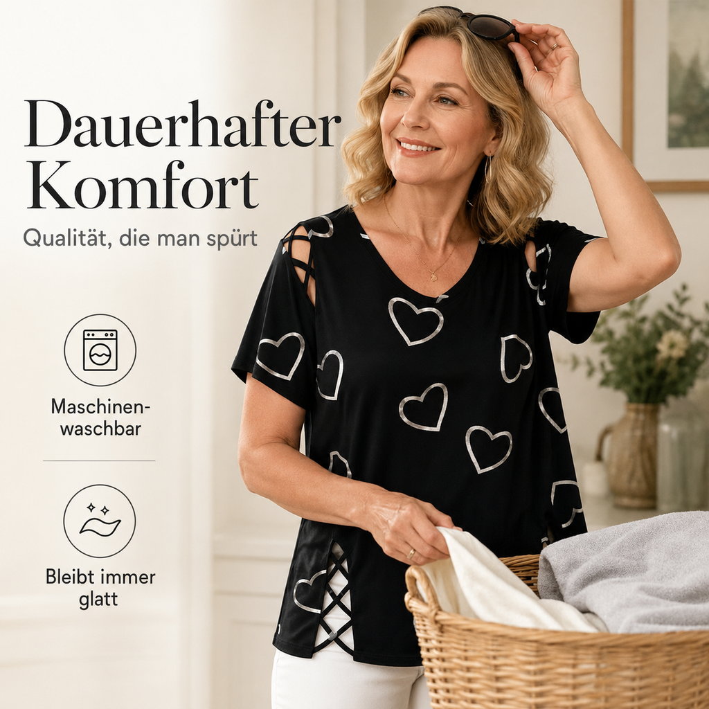 Sorella | T-shirt décontracté avec imprimé cœur pour le quotidien