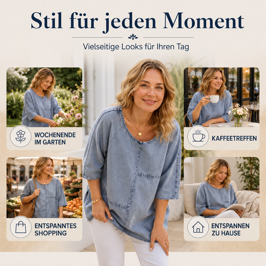 Eroucel | Chemise patchwork décontractée en denim