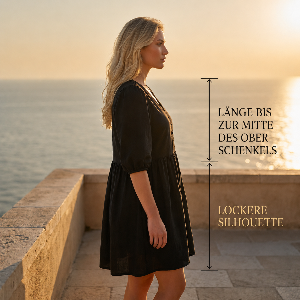 Enriette | Robe décontractée à décolleté en V avec manches bouffantes