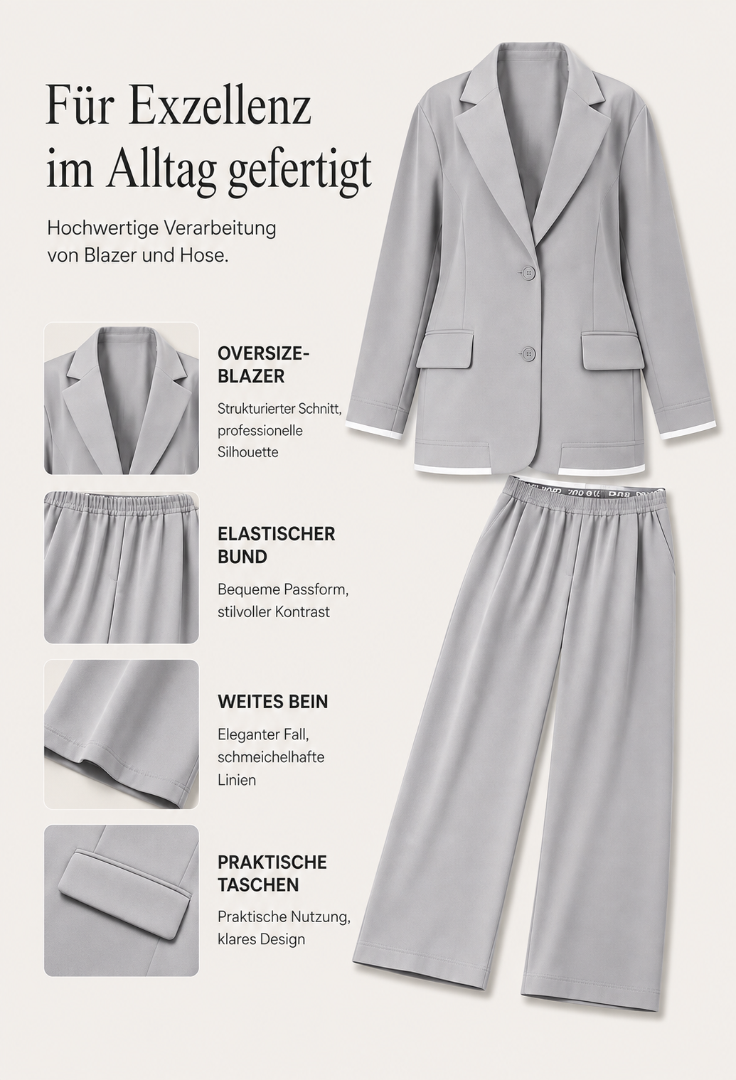 Aadee | Costume pantalon avec blazer grande taille et pantalon large