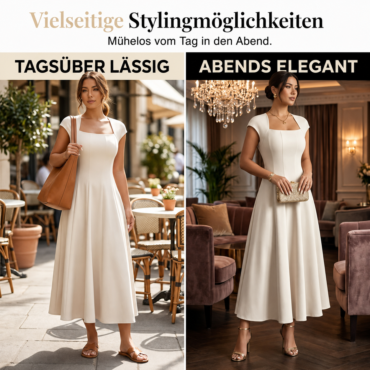 Bethiena | Robe élégante en A avec décolleté carré