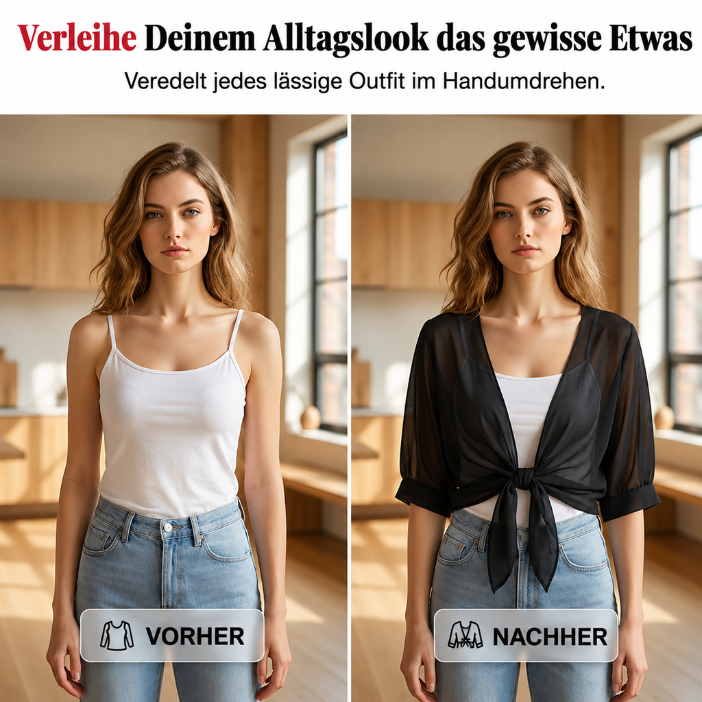 Gloumea | Cardigan court léger en chiffon transparent