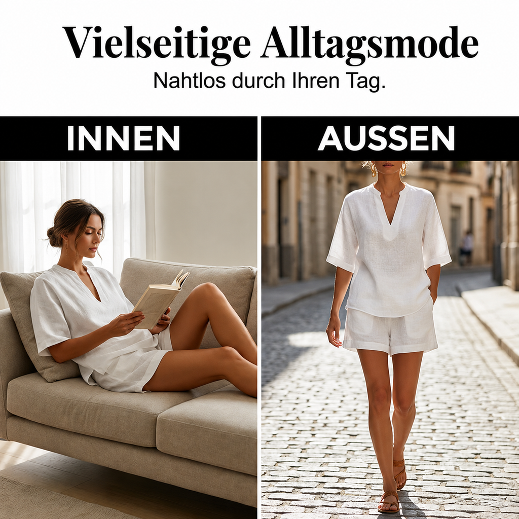 Aaleigha | Ensemble de shorts léger avec blouse à décolleté en V