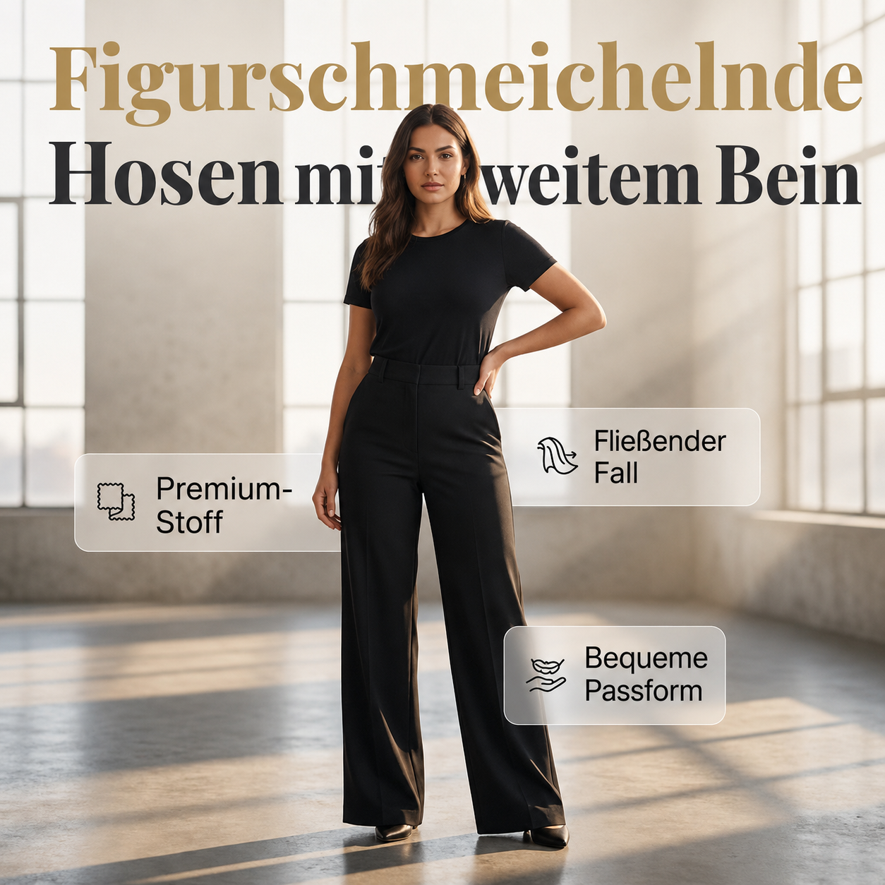 Claerra | Pantalon taille haute sculptant avec jambe large