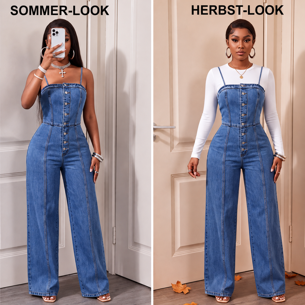 Rafuzzae | Combinaison en denim ample avec bretelles spaghetti