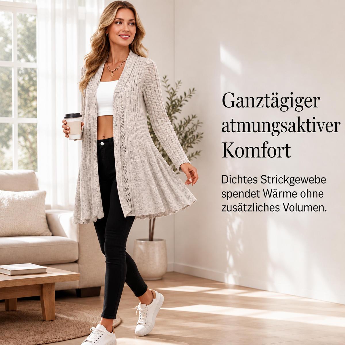 Aichaa | Élégant long cardigan pour femmes avec devant ouvert