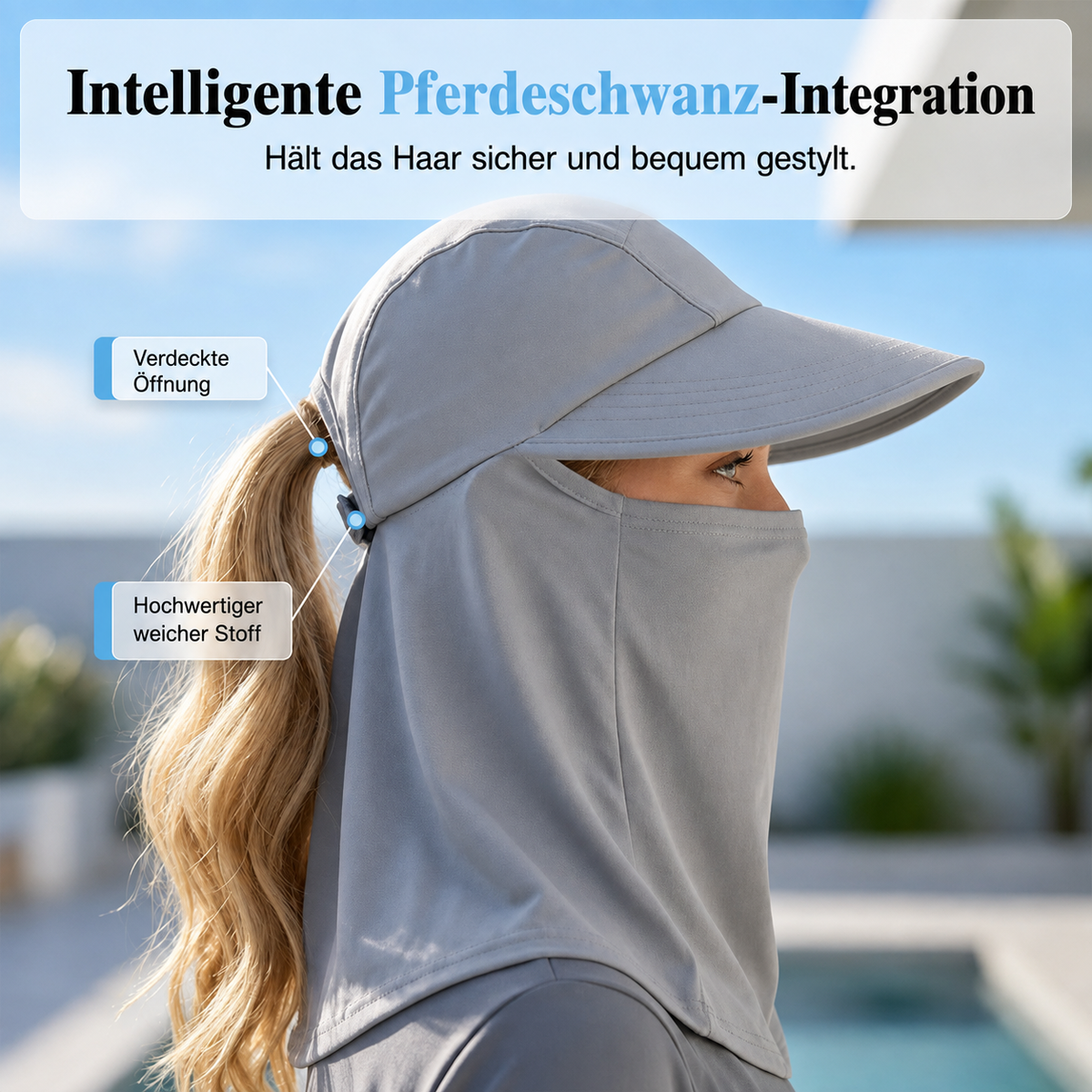 Solvessa | Chapeau de protection solaire respirant avec protection du visage