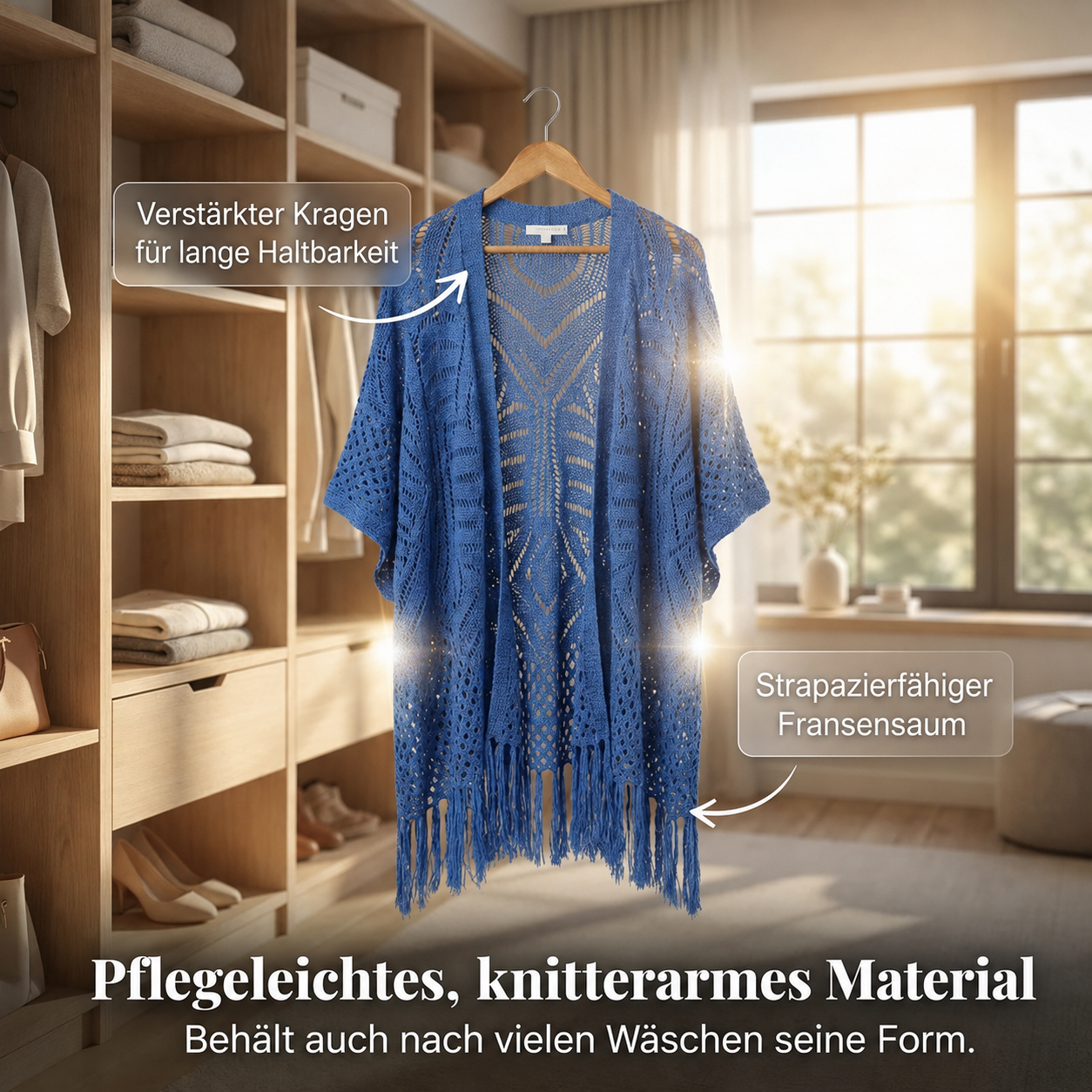 Soravina | Kimono en tricot avec franges et tombé fluide