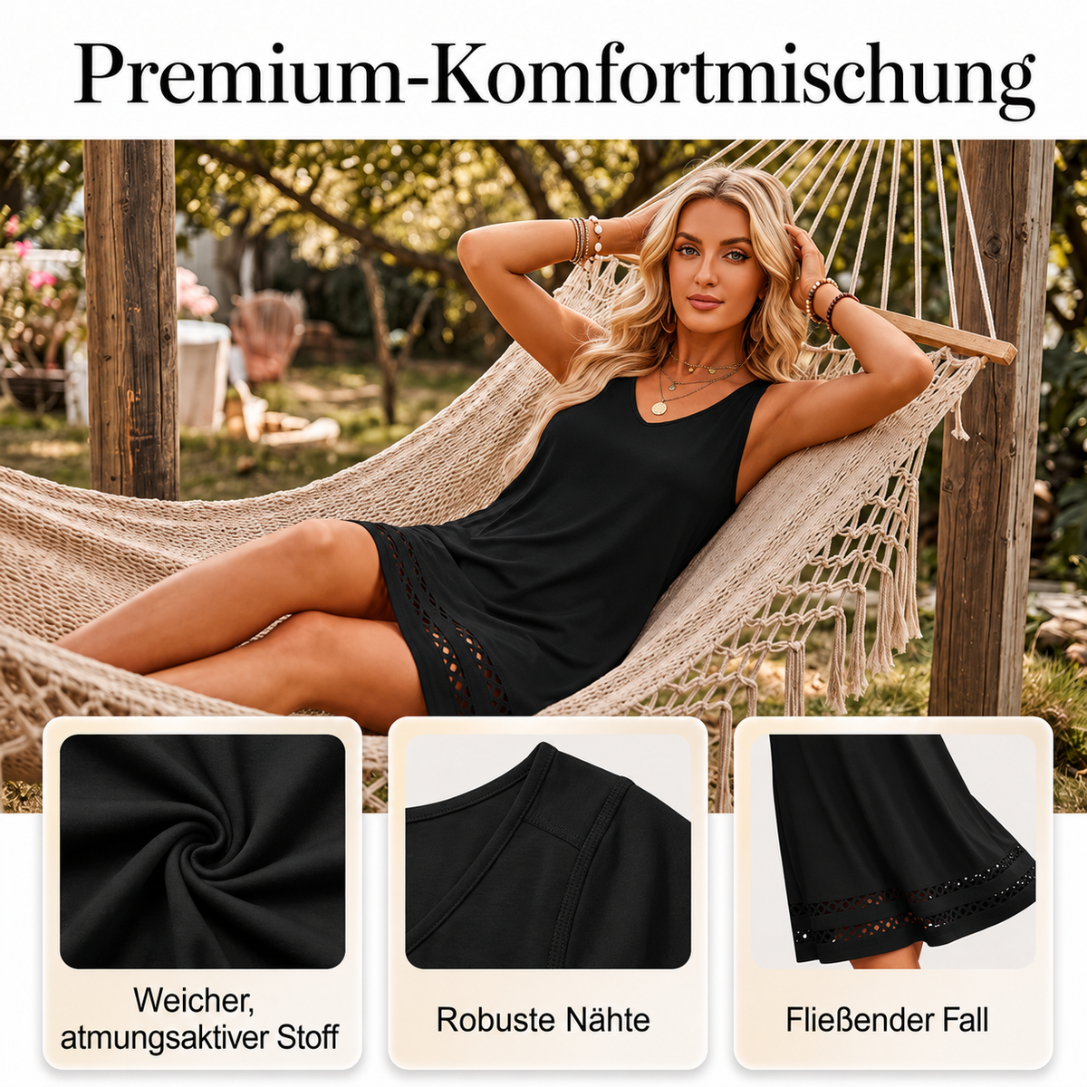 Karacy | Robe sans manches à décolleté en V avec ourlet en dentelle