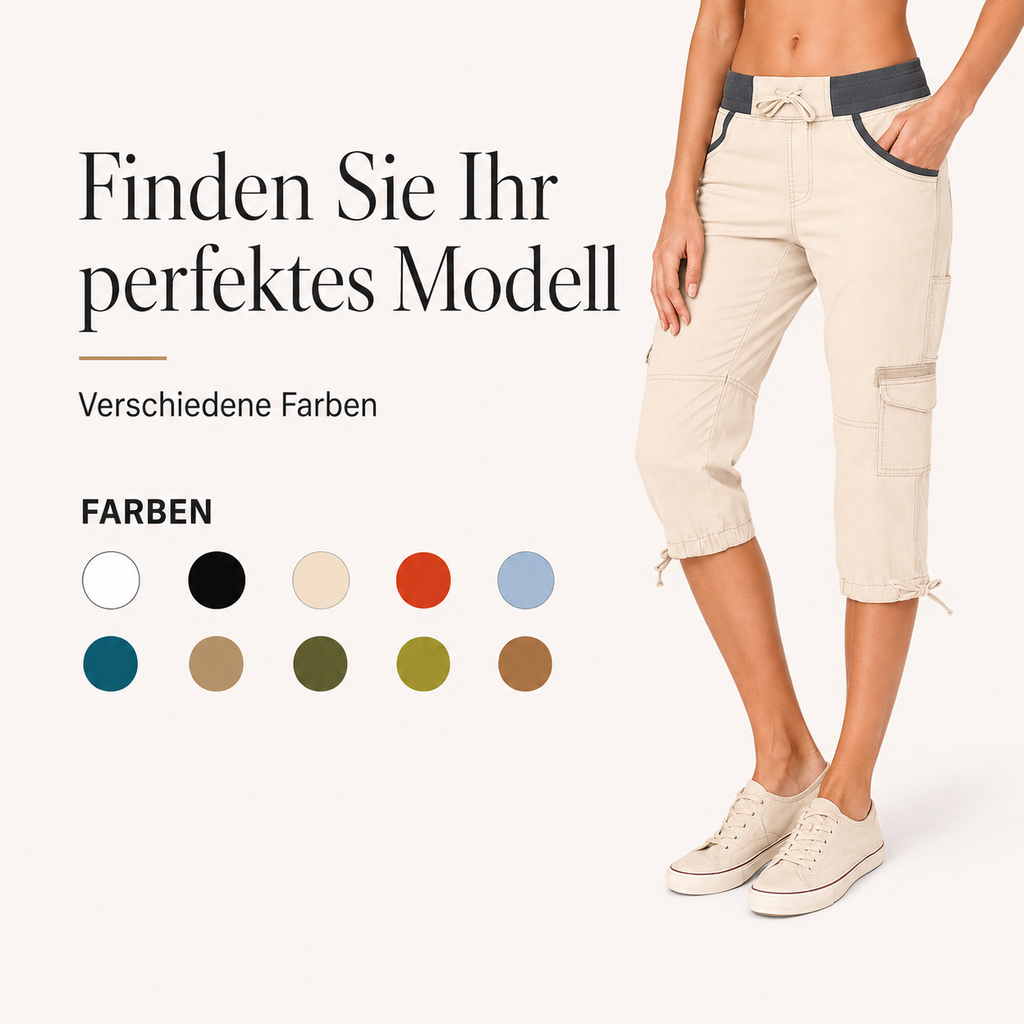 Falivana | Pantalon cargo Capri taille haute avec poches