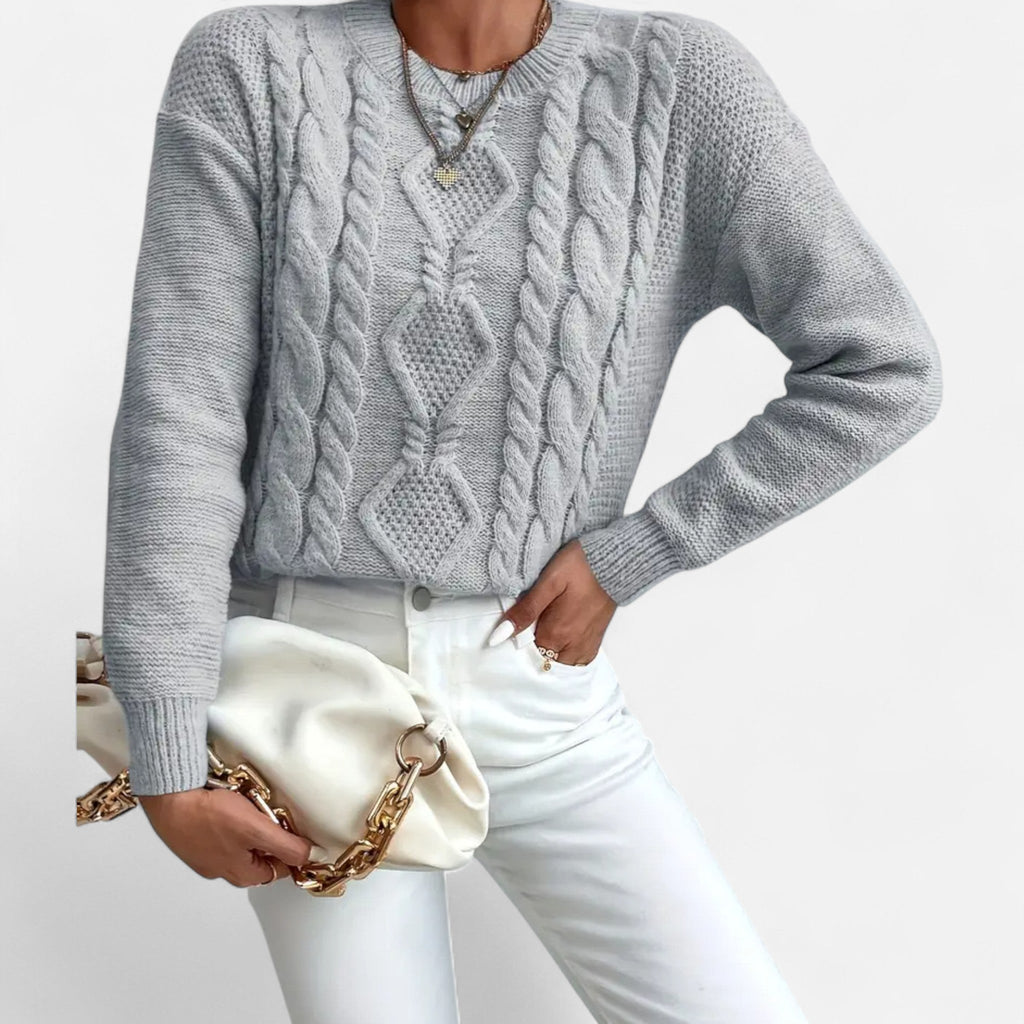 Pull en Coton et Acrylique Femme – Maille Épaisse et Col Rond Intemporel